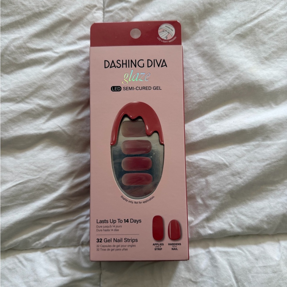 Dashing Diva Glaze LED Semi-Cured Gel Nail Strips - Red